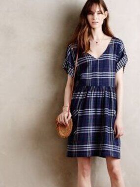 Anthropologie x Holding Horses Acreage Plaid Dress - V Neck - size Small